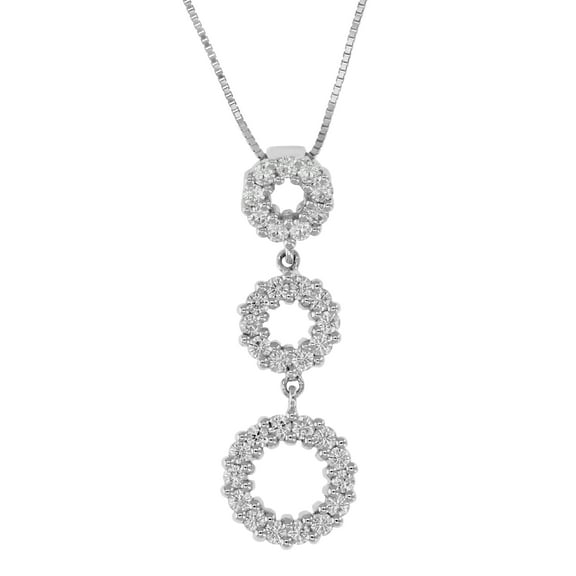 Vir Jewels 5/8 CTTW Diamond 3 Stone Cluster Pendant Necklace for Women 18K White Gold 18 Inch Chain