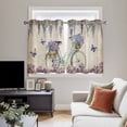 thumbnail image 4 of Purple Flowers Kitchen Curtains Window Panels, Weeping Spring Floral Bicycle Retro Art Insulated Window Treatment Curtain, Grommet Curtains for Bedroom/Living Room/Bathroom, 2 Piece 42"Wx54"L, 4 of 8