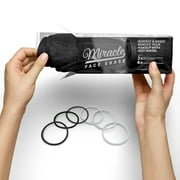 2 Pack Miracle Face Erase Makeup Remover Face Cloths, Chemical-free, Microfiber, Bonus 6 Hair Ties, (Black) Black