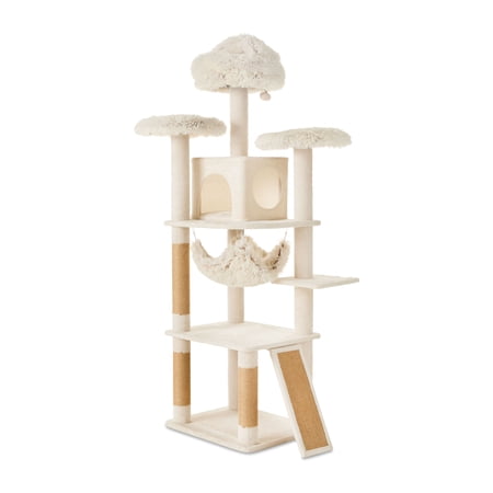 VIBRANT LIFE 73″ LARGE MULTI-FUNCTIONAL CAT TREE WITH CONDO, HAMMOCK AND SCRATCHING POSTS, BEIGE