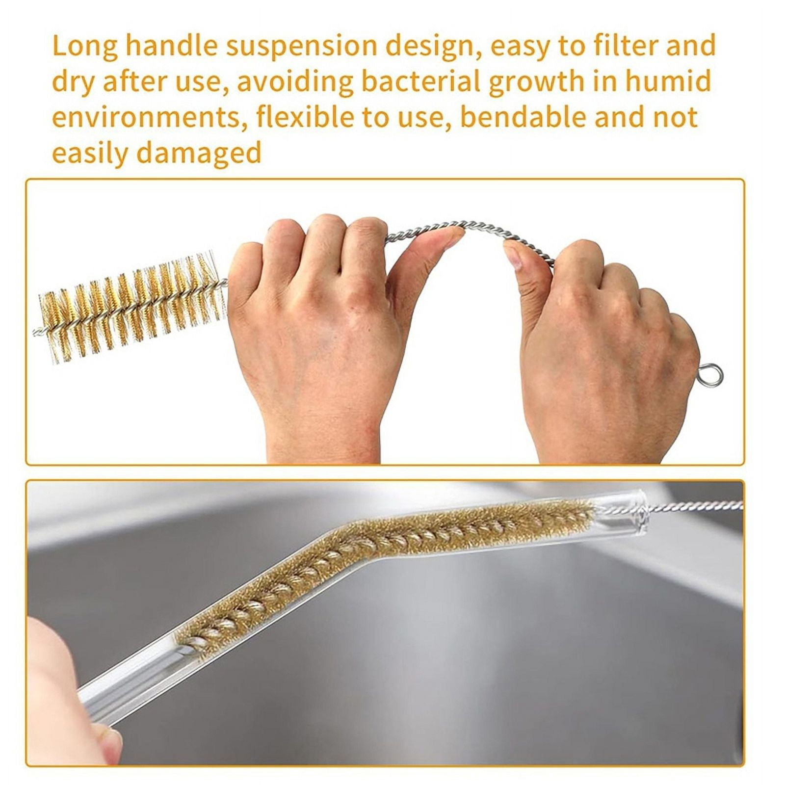 14Pcs Brass Wire Tube Brushes Bottle Brush Set,Wire Brushes for Cleaning,Wire Pipe Cleaner Bore Brush Cleaning