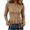 Khaki #02, variant on Women's Crew Neck Ribbed Knit Sweater, Long Sleeve Slim Fit Peplum Ruffle Hem Pullover Tops for Fall Daily Casual Outfits S