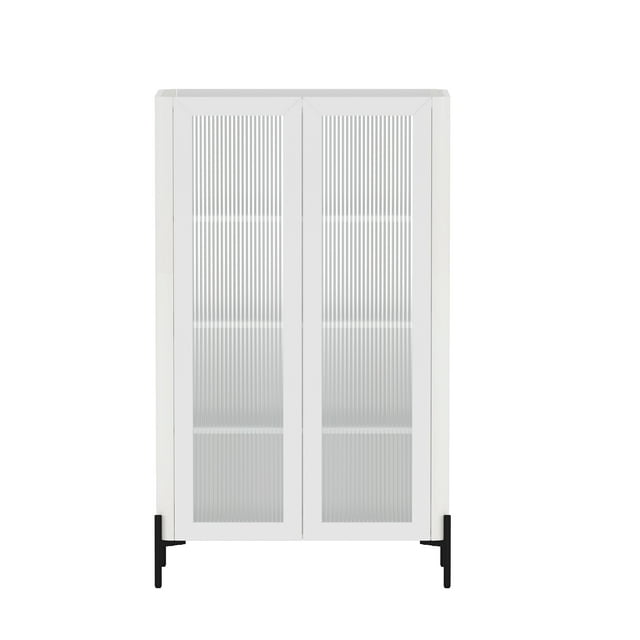 Abbey Decor Glass Cabinet in White made from Engineered Wood