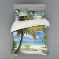 thumbnail image 2 of Ambesonne Tropical Bedding Set 3 Pcs, Palm Trees Coastline, Twin XL, Coconut and Blue, 2 of 3