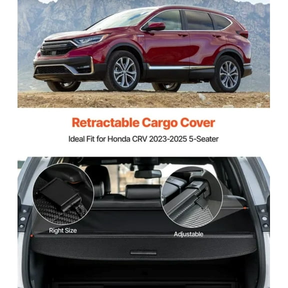 Retractable Cargo Cover for Honda CRV 2023-2025 Upgraded Rear Trunk Cover CR-V Accessories Rear Trunk Security Cover Shielding Shade, Black