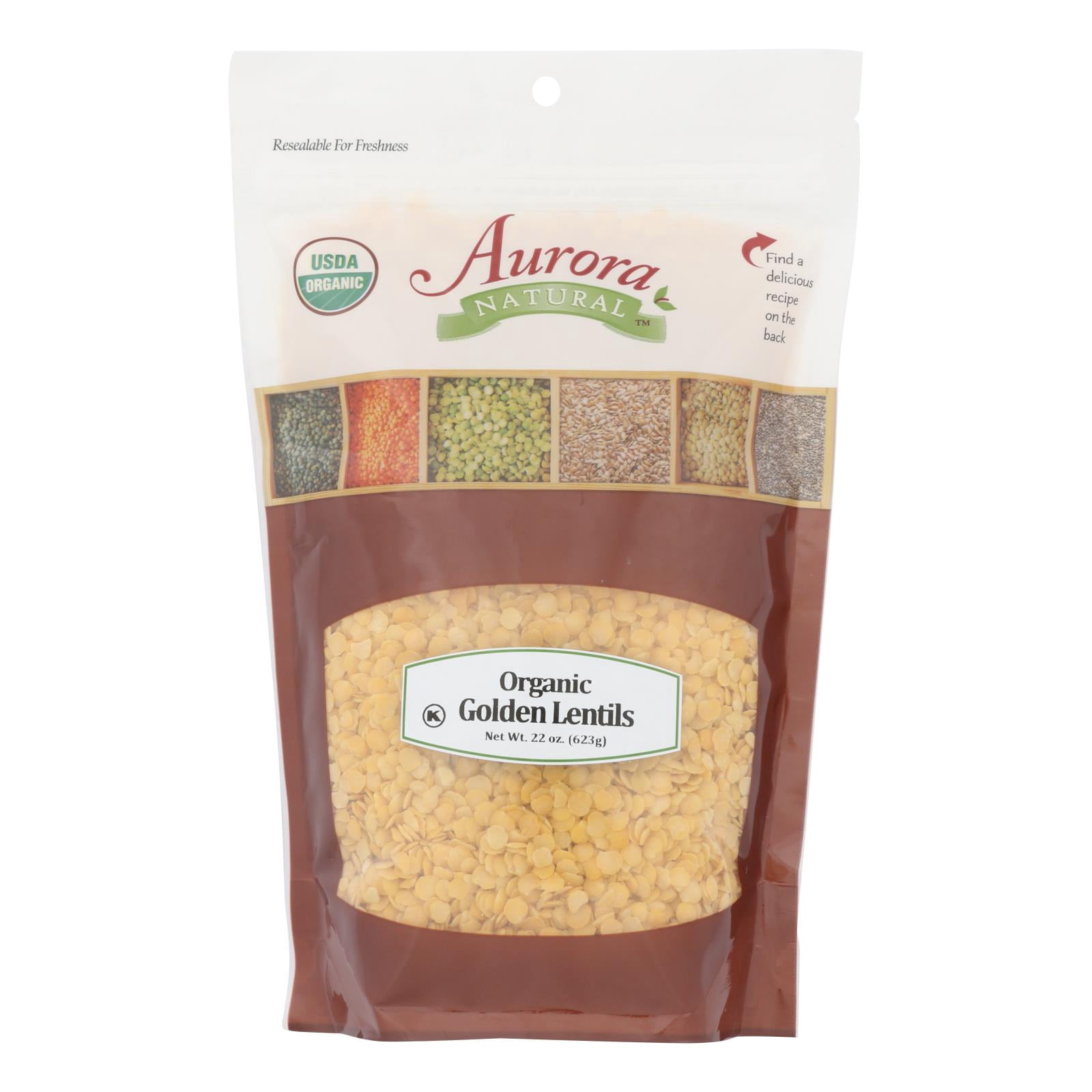 Aurora Natural Products Organic Golden Lentils, 22 Oz, Pack Of 10