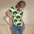 thumbnail image 5 of Fotbe Cute Broccoli Women's Crew Neck Short Sleeves Bodysuit Tops Round Neck Slim Sleeveless Soft Comfortable Basic-Small, 5 of 9