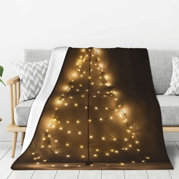 Christmas Tree Light (17) Throw Blanket for Stylish Warm Winter Cabin Ultra-Soft Micro Fleece Blanket, Premium Microfiber, Silky Soft, Plush, Warm and Lightweight for Couch, Sofa, Bed - 40"X30"