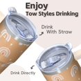thumbnail image 4 of Bohemian Style 20oz Insulated Travel Cup with Lid and Straws, Stainless Steel Coffee Mug, Double Wall Vacuum Tumbler, Leakproof, 4 of 5