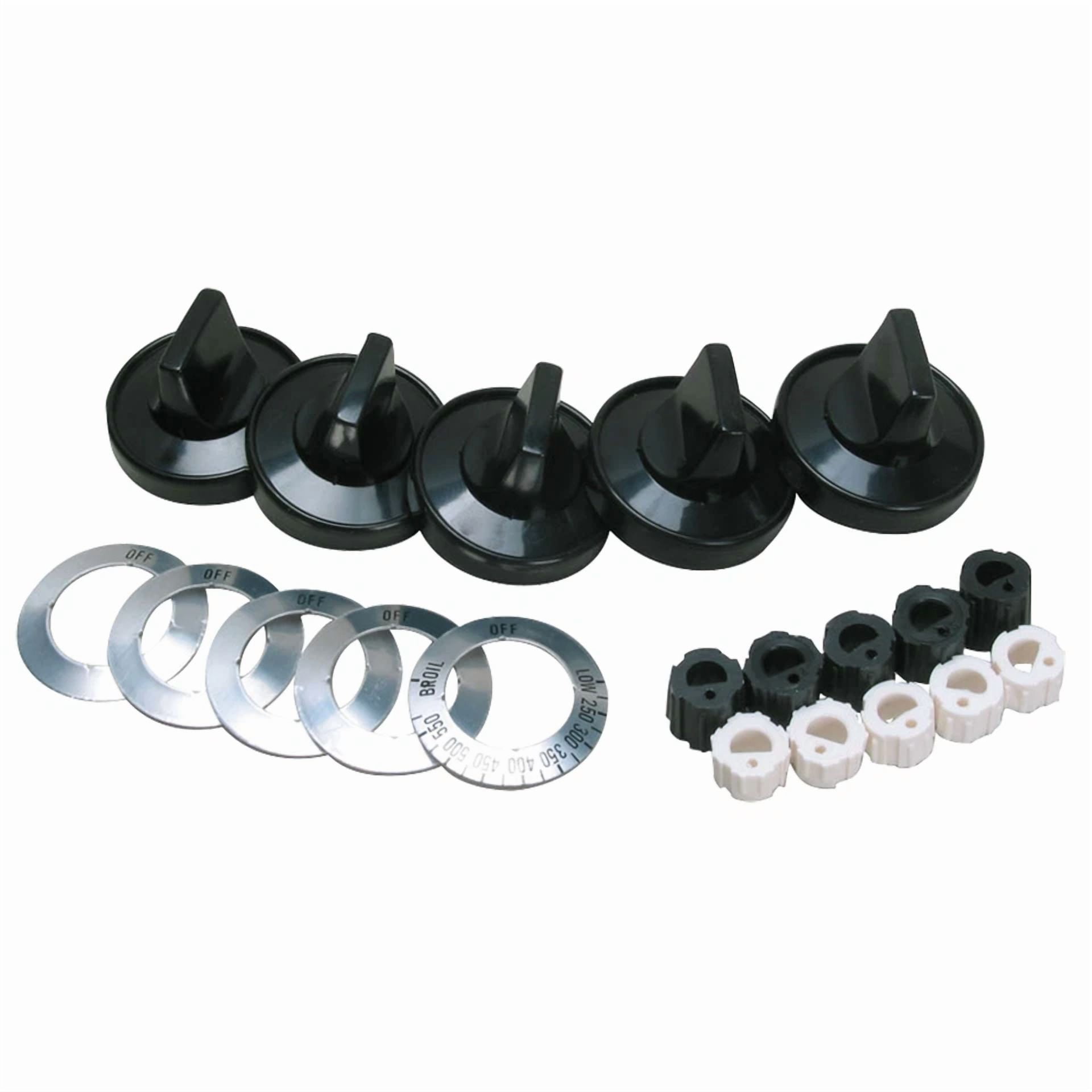 Zyler - ???Rk203 Universal Gas Range Burner & Thermostat Black Knobs Pkg Of 5