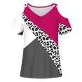 thumbnail image 3 of Fiudx Ofertas Flash Del Día Solo En Línea Blusas de Cuello Redondo de Manga Corta con Estampado Informal a La Moda para Mujer, 3 of 4