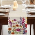 thumbnail image 3 of Table Runners 70 Inches Long Dress Scarves, Spring Floral Farmhouse Coffee/Dining/Kitchen Table Decor, Holiday Table Runner, Watercolor Lavender Daisy Flowers Plants Beige 13x70 Inch, 3 of 9