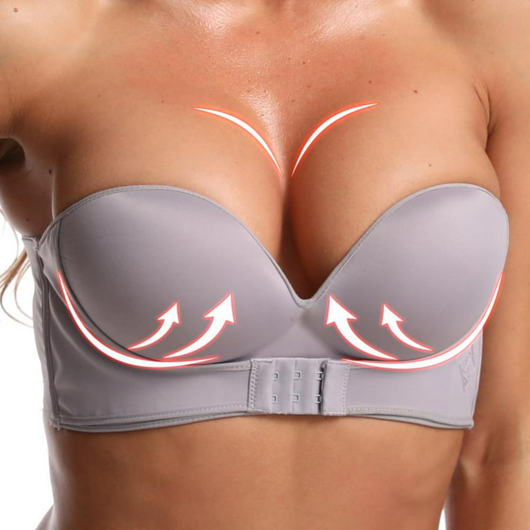 Olivia Mark – Invisible Bras Front Closure Push Up Bra Strapless