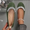 thumbnail image 2 of Womens Flats Plus Size British French Style Round Toe Hidden Wedge Rhinestone Beaded Decor Soft Sole Comfortable Shoes for Daily Walking, 2 of 10