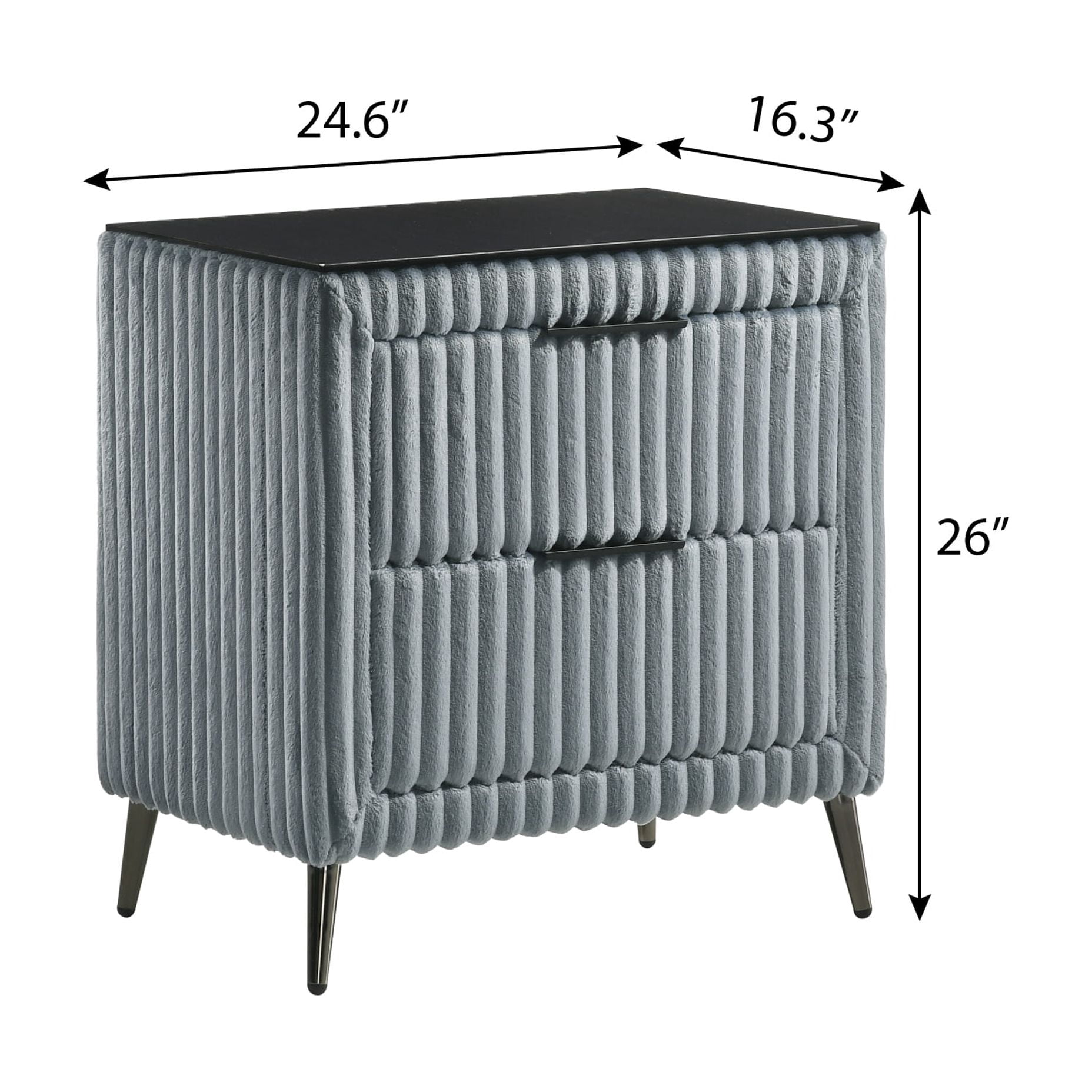 Roundhill Furniture Mavela Wide Wale Corduroy Upholstery Nightstand, Blue