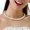 thumbnail image 5 of ievspot 1 Pcs Round Long Pearl Necklace Wedding Bride White Faux Pearl Strand Elegant Metal Clasp Necklace Costume Jewelry, 5 of 8