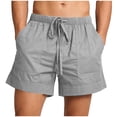 thumbnail image 3 of Jinhomg Cotton Linen Shorts for Men Casual Summer Drawstring Shorts Loose Lightweight Breathable Vacation Beach Shorts with Pockets Gray,XL, 3 of 7