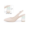 thumbnail image 2 of BLISSFUL STEP Slingback Strap Pointed Toe Sandals Colorful Chunky Heel Pumps for Women Dark Beige 6.5, 2 of 7