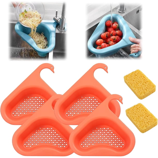 Cesta de filtro colgante para grifo, cesta de drenaje para fregadero de cocina, cesta de drenaje de cisne, filtro de fregadero triangular de cocina multifuncional, cesta de colador de fregadero de coc