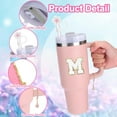 thumbnail image 3 of 10pcs Cups Accessories Set for Stanley 40 oz Cups,Flower Straw Cover for 10 mm Straws,Square And Round Silicone Spill Proof Stopper,Letter Charm,Sticker for Stanley Cup Decorations,Letter M, 3 of 7