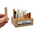 thumbnail image 2 of 12pc Cylindrical Bars Density ID Set - Hardwood, Softwood, Aluminum, Copper, Brass, Rubber, Nylon, Derlin, PVC, Glass, Acrylic & Teflon - Includes Storage Block - Study Density & Mass - Eisco Labs, 2 of 2