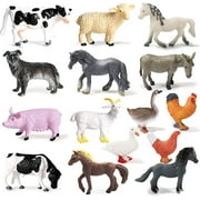 15 Pcs Mini Figures Toys Realistic Farm Animal Figurines, Plastic Learning Educational Playset Animal Themed Party Supplies Cake Topper Ornaments for Easter Egg Birthday Christmas