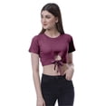 thumbnail image 1 of Moomaya Haut Court Noué devant pour Femmes Manches Courtes Col Rond Tee-Shirt Noué, 1 of 7