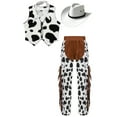 thumbnail image 2 of vastwit 4Pcs Unisex Cowboy Cowgirl Costume Kids Cow Print Vest with Pants Bandanna Western Cowboy Hat White 12, 2 of 9