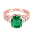 thumbnail image 3 of Mauli Jewels Rings for Women 2.52 Carat Oval Lab Created Emerald and Diamond Ring 4-Prong 10K Rose Gold, 3 of 6