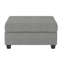 OakvillePark Granby Microfiber Fabric Upholstered Storage Ottoman, Light Gray