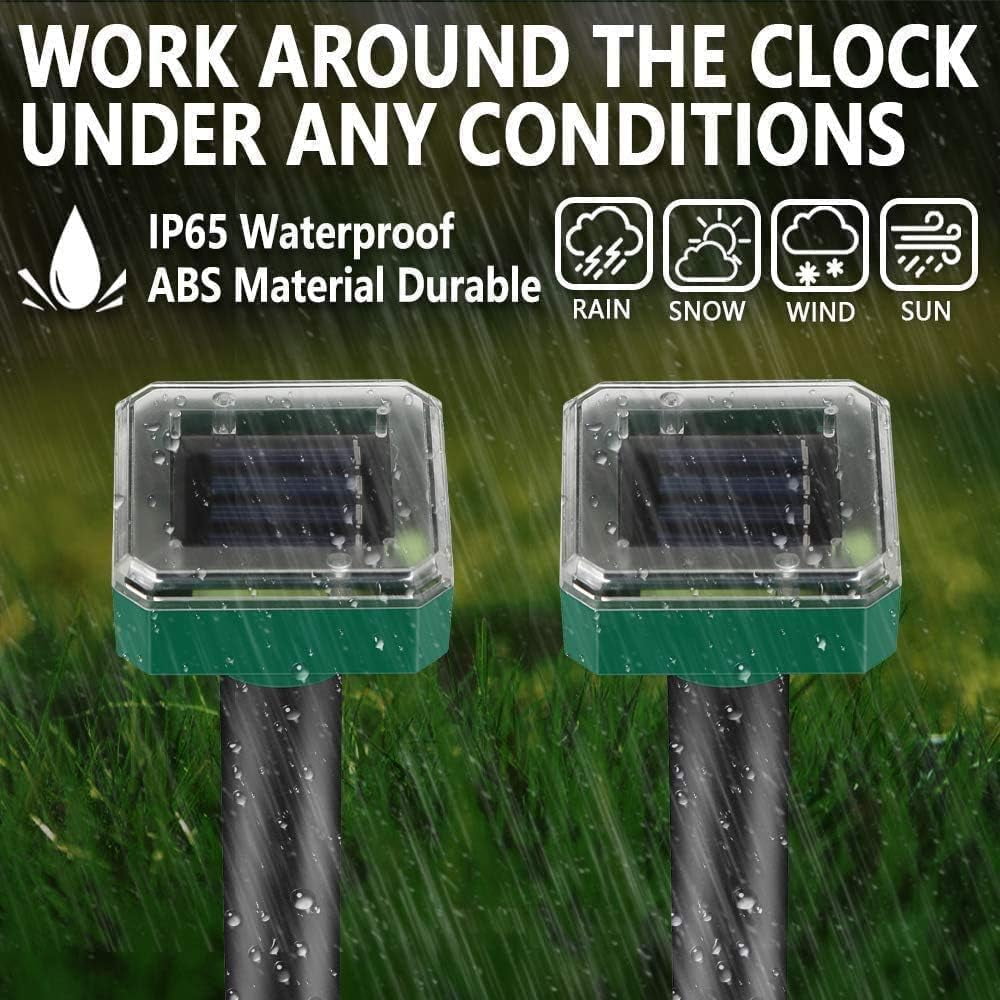 HeartGoods Mole Repellent Solar Powered, Waterproof Vole Chipmunk Repellent Outdoor,Ultrasonic Gopher Repellent for Lawn Garden, Mole Deterrent,Groundhog Repeller, Snake (8 Packs)