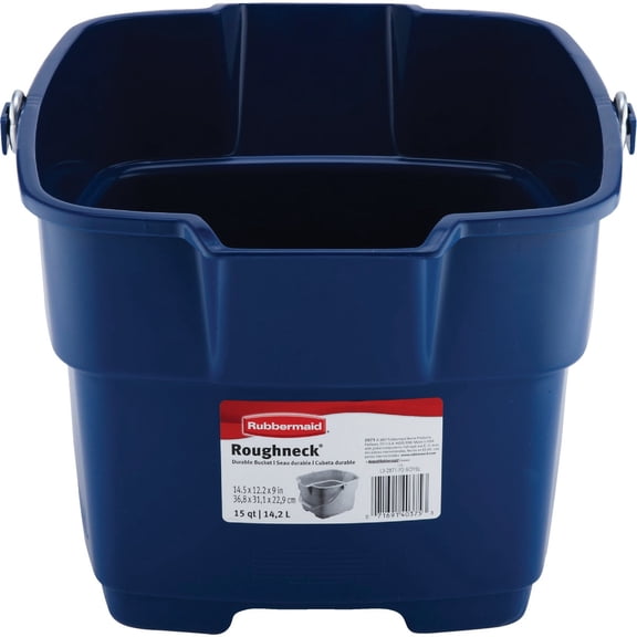 Rubbermaid Roughneck Square Bucket - Sturdy Plastic Mop Bucket - 15 Qt, Blue