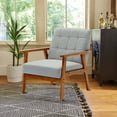 thumbnail image 5 of Ufurpie Mid Century Modern Armchair with Wood Frame,Linen Fabric Comfy Reading Chair,Accent Chair for Living Room Bedroom,Light Gray, 5 of 14