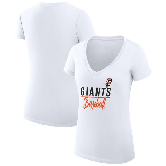 Women's G-III 4Her by Carl Banks White San Francisco Giants Super-Slim Fit Lightweight Team Graphic V-Neck T-Shirt
