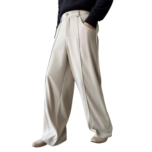 Men’s Casual Trousers with Elastic Waist Flat Front Gents Everyday Comfort Chino Style Business Leisure Wear