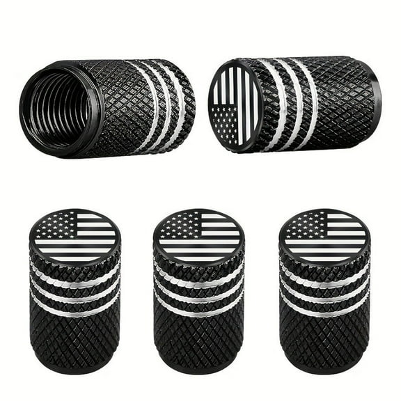 4 Pack American Flag Tire Valve Stem Caps, Red Aluminum Universal Air Valve Covers for Car, Truck, SUV, Motorcycle, Bicycle, Weatherproof and Anti-Corrosion Accessories