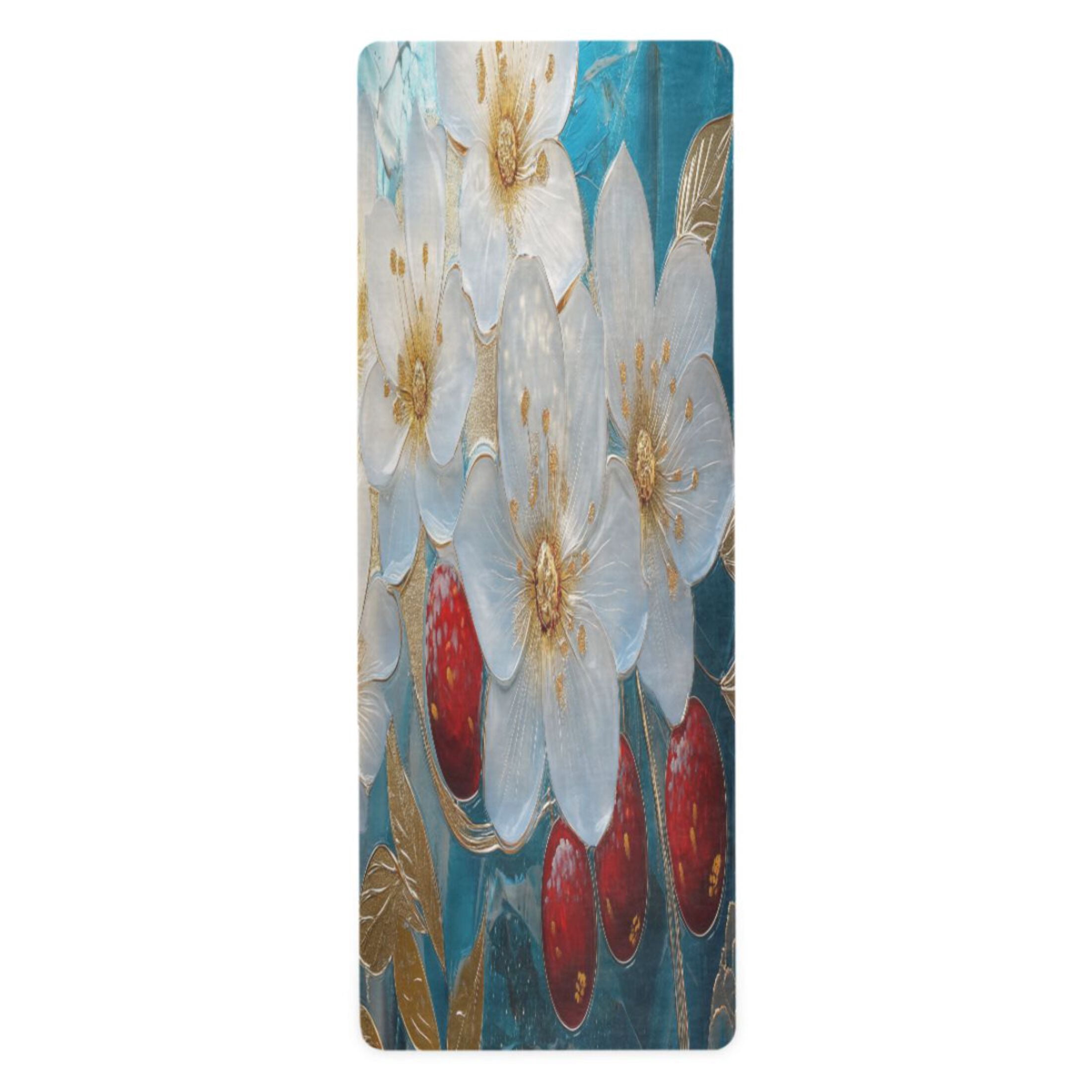 BZSMCE Yoga Mat Women Glass Flowers with Gold Accents Fitness Mat