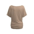 thumbnail image 3 of Womens Short Sleeve Boat Neck Side Shirring Dolman Drape Top, 3 of 6