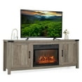 thumbnail image 1 of Costway Meuble Télé avec Foyer de 62 Pouces Console Multimédia Armoire avec Foyer Électrique de 23 Pouces pour Télé de 70 Pouces, 1 of 10