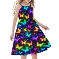 thumbnail image 2 of Nmnitkp Girl Dresses Boho Dress for Girls Floral Dress Tie Back Flutter Sleeves Casual Summer Dress Multicolor,140, 2 of 7