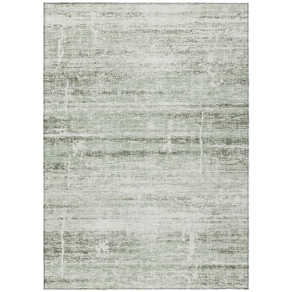 HomeRoots 584654 9 x 12 ft. Abstract Washable Indoor & Outdoor Rectangle Area Rug, Sage, Artichoke Green & Ivory