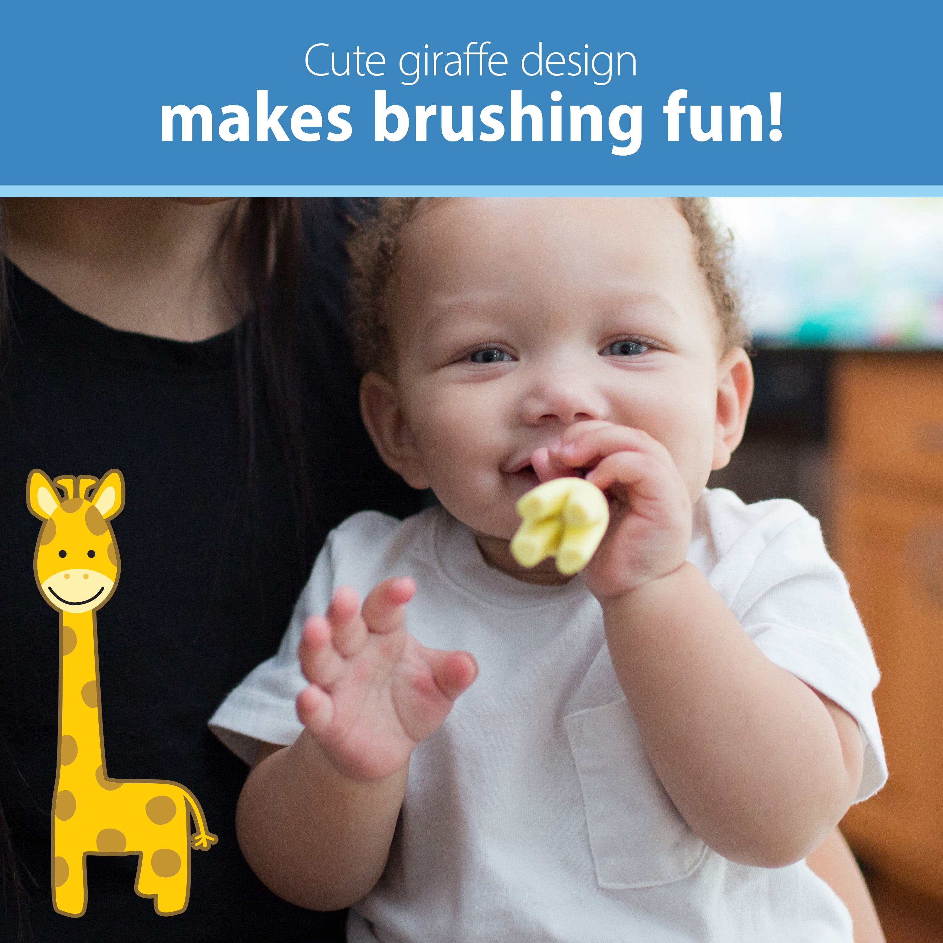 Dr. Brown's Infant-to-Toddler Training Toothbrush, Soft for Baby's First Teeth, Giraffe, 0-3 Years