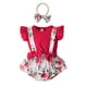 thumbnail image 4 of Body De Bebé, Conjunto De Canastilla, Monos Para Niñas Pequeñas, Moda, Estampado De Flores, Volantes, Mono De Manga Corta, Mono, Traje Con Lazo Rojo Odeerbi LM103-8545, 4 of 9