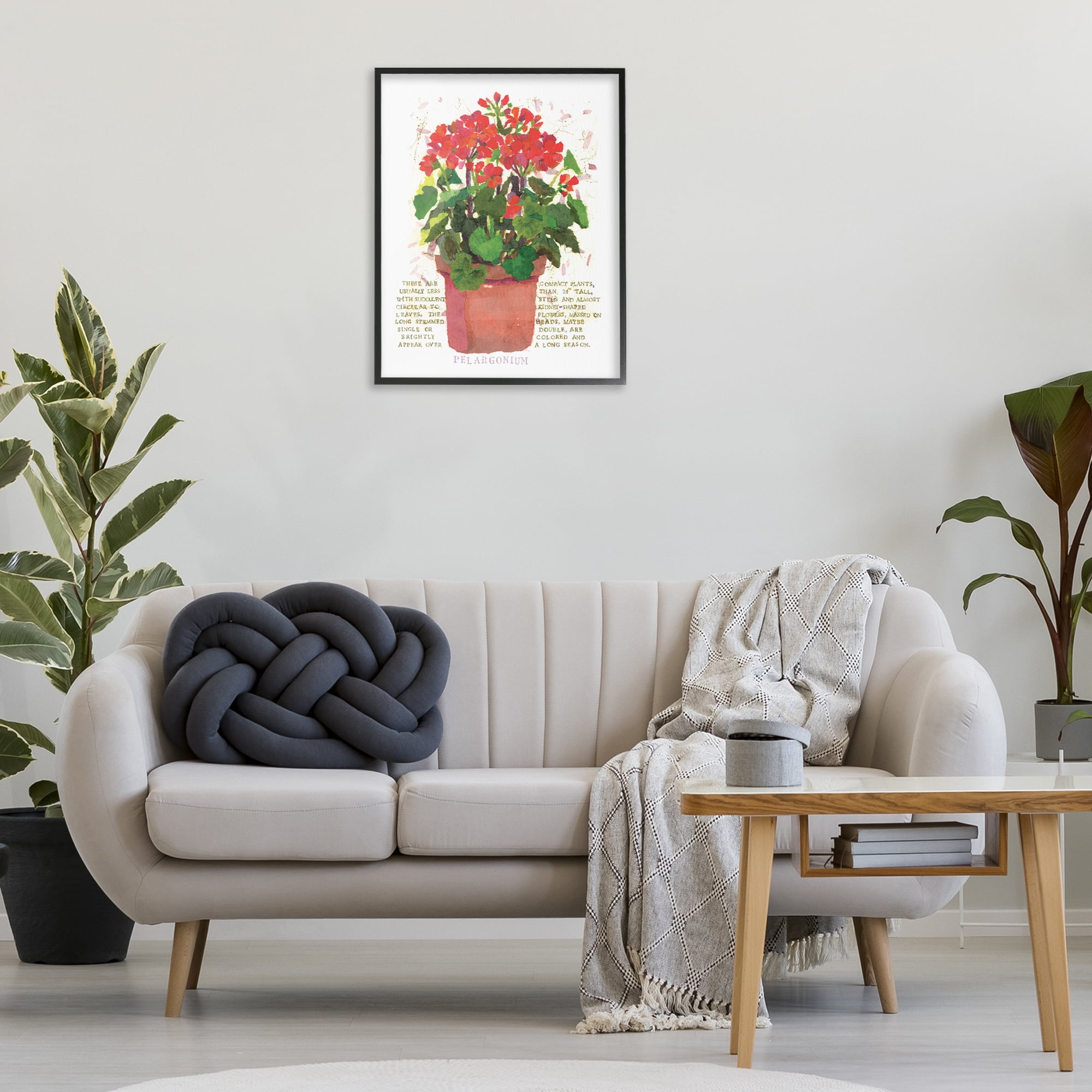 Stupell Industries Red Potted Geranium Botanical & Floral Painting Black Framed Art Print Wall Art, 24 x 30