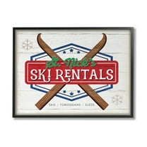 Stupell Industries St. Nick's Ski Rentals Vintage Graphic Art Black Framed Art Print Wall Art, Design by Jennifer Pugh