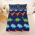 thumbnail image 5 of Homewish Lovely Dinosaur Queen Sheets,Jungle Animals Queen Sheet Sets,Navy,4-Piece,1 Flat Sheet, 1 Fitted Sheet and 2 Pillowcases, 5 of 6
