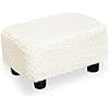 Small Foot Stool Ottoman Footstool with Legs Under Desk Footrest for Living Room Bedroom and Office, Soft Ivory White