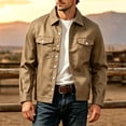 thumbnail image 2 of YUGYXL Men's Lapel Button down Casual Jackets Loose Fashion Fall Jackets | Breathable Stretch Slim Fit Trucker Khaki Jackets, 2 of 5