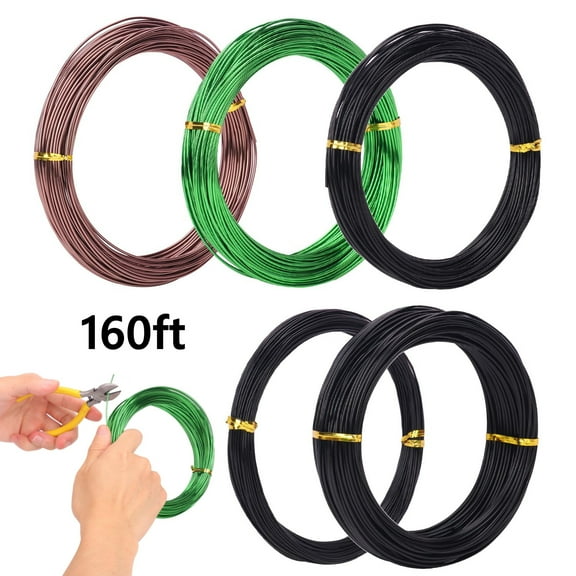 5 Roll Aluminum Bonsai Training Wire Set - 160 Feet Total with Adjustable Anodized Wire 1/1.5/2.0 mm for Fine Trunk & Branch Control