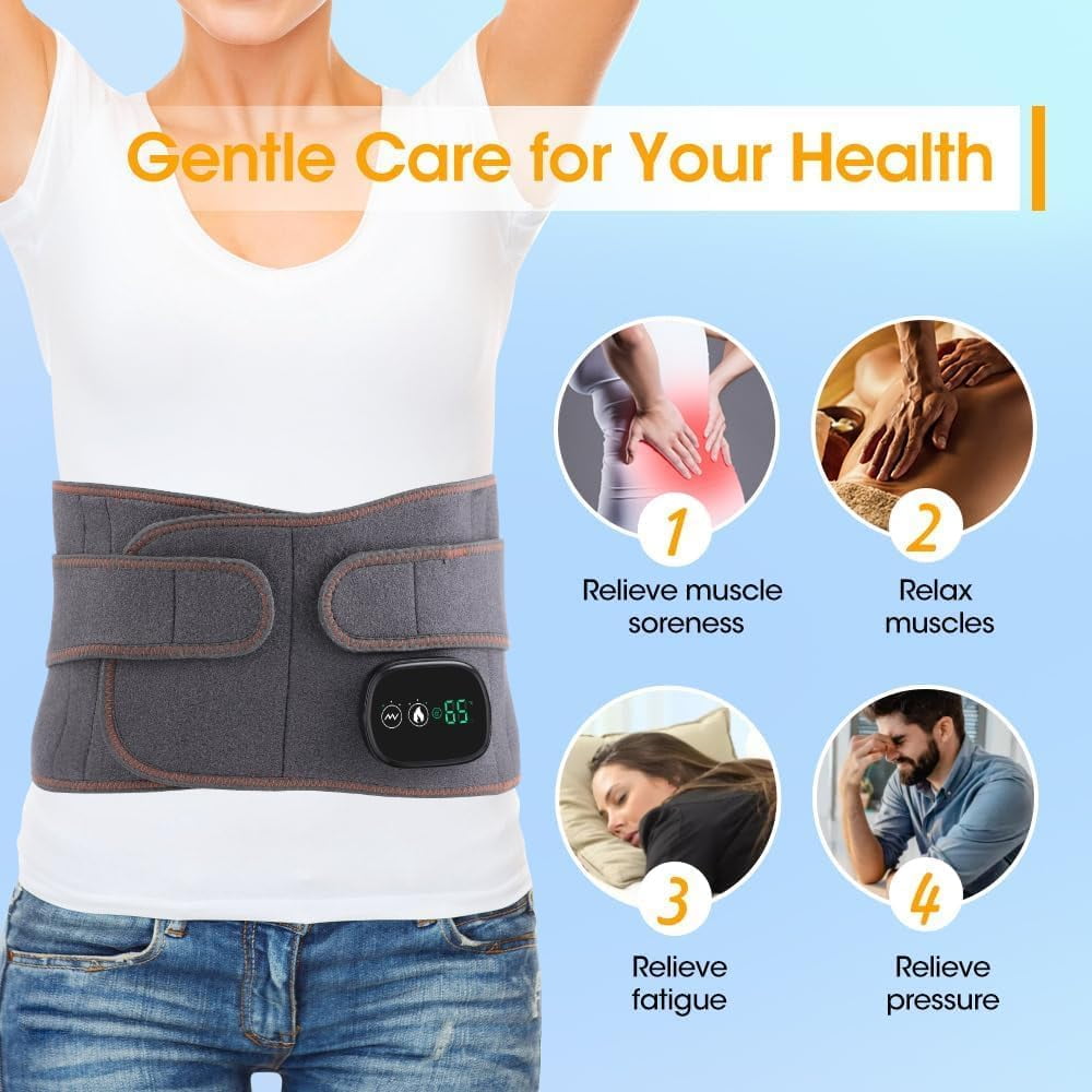 SUWU Cordless Heating Pad for Back Hatch Belt Massager with 3 Vibration and 3 Heat, Gifts for Men Women Dad Mom, Portable Heated Back Brace, Relaxing Gifts for Seniors